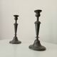 Pair of large old candlesticks in solid pewter
