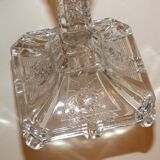 19th century candlestick in molded glass decorated with roses and lions