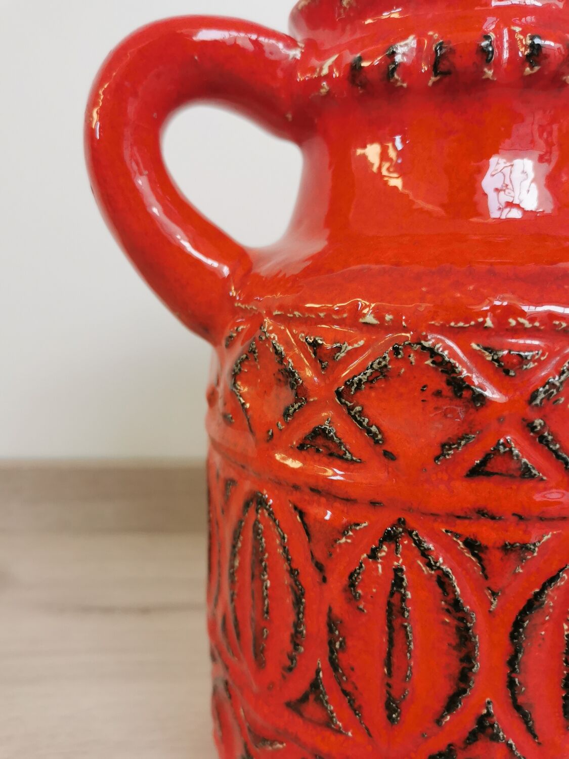 Red Vase Scheurich Vintage