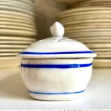 White, blue and gold porcelain comb box