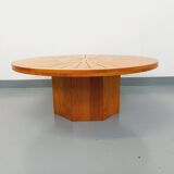 Vintage round pine coffee table from the 70s