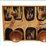 Vintage coat rack in wood and enameled copper