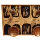 Vintage coat rack in wood and enameled copper