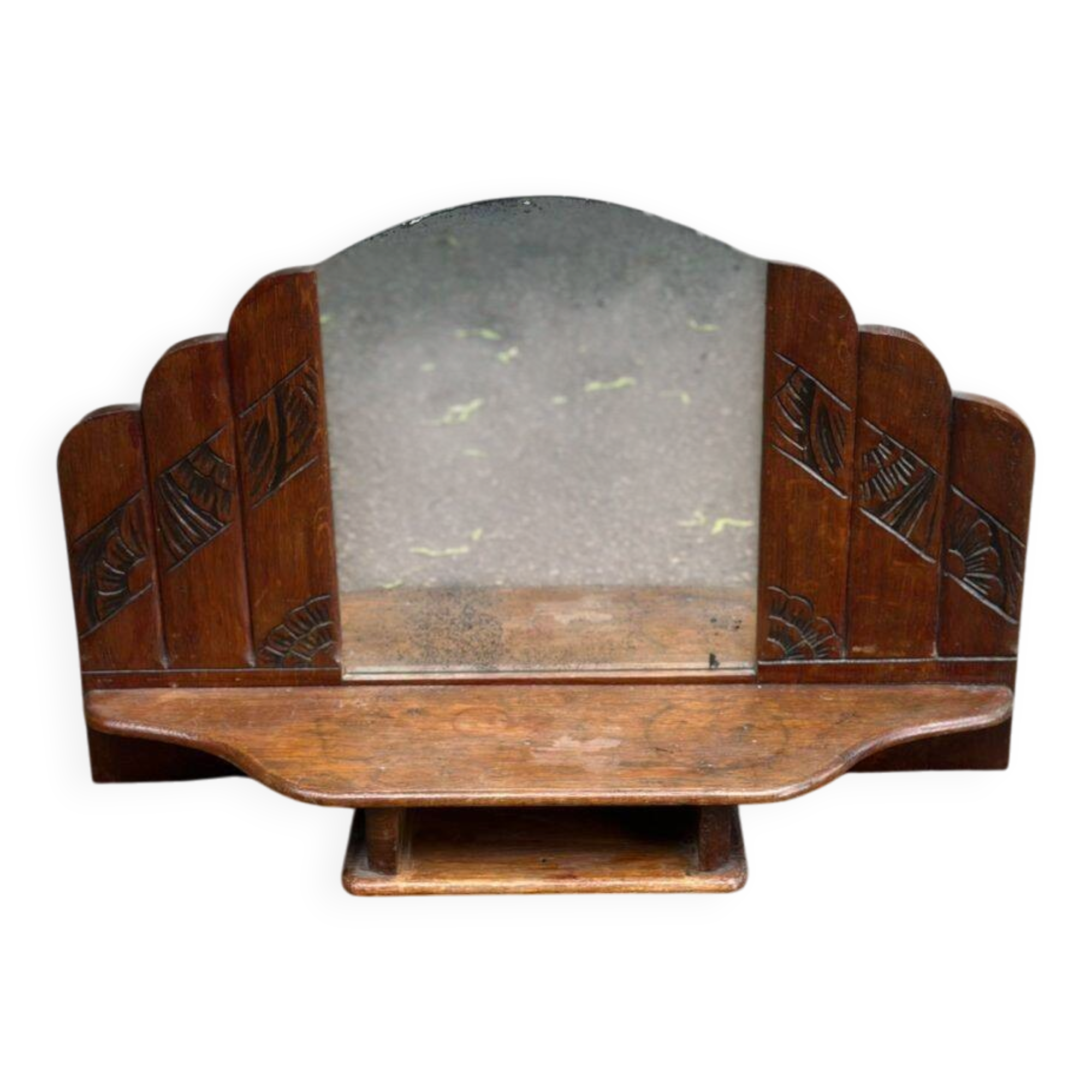 Art Deco dressing table mirror from the 1950s in solid oak.