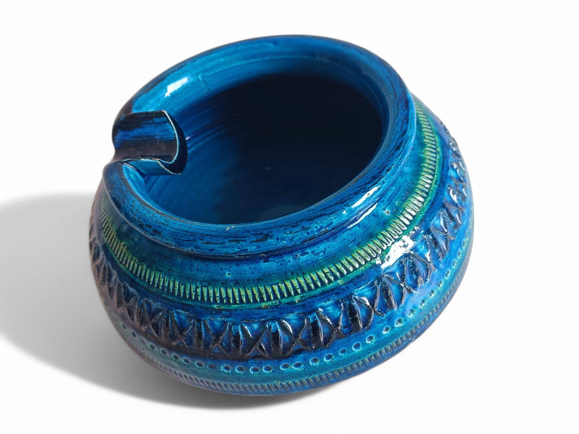 Bitossi Large Ashtray by Aldo Londi, Rimini Blu Ceramic, Italy, 1960s