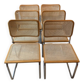 Lot de 6 chaises Cesca du milieu du siècle par Marcel Breuer