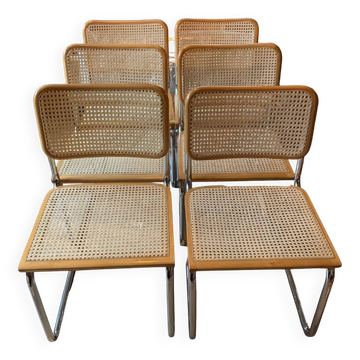 Lot de 6 chaises Cesca du milieu du siècle par Marcel Breuer