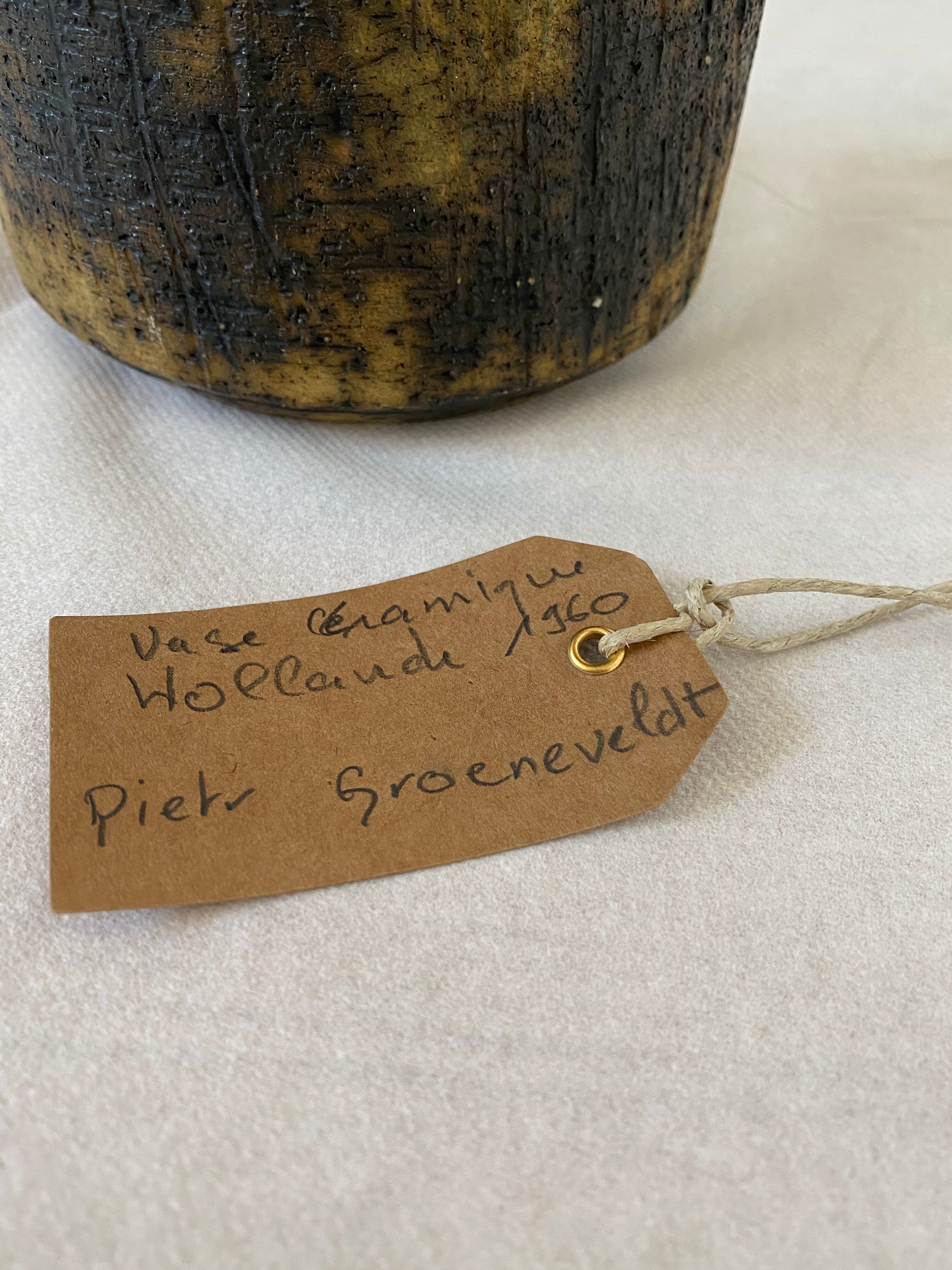 Old ceramic vase 1960 Scandinavian Holland design Pieter Groeneveldt