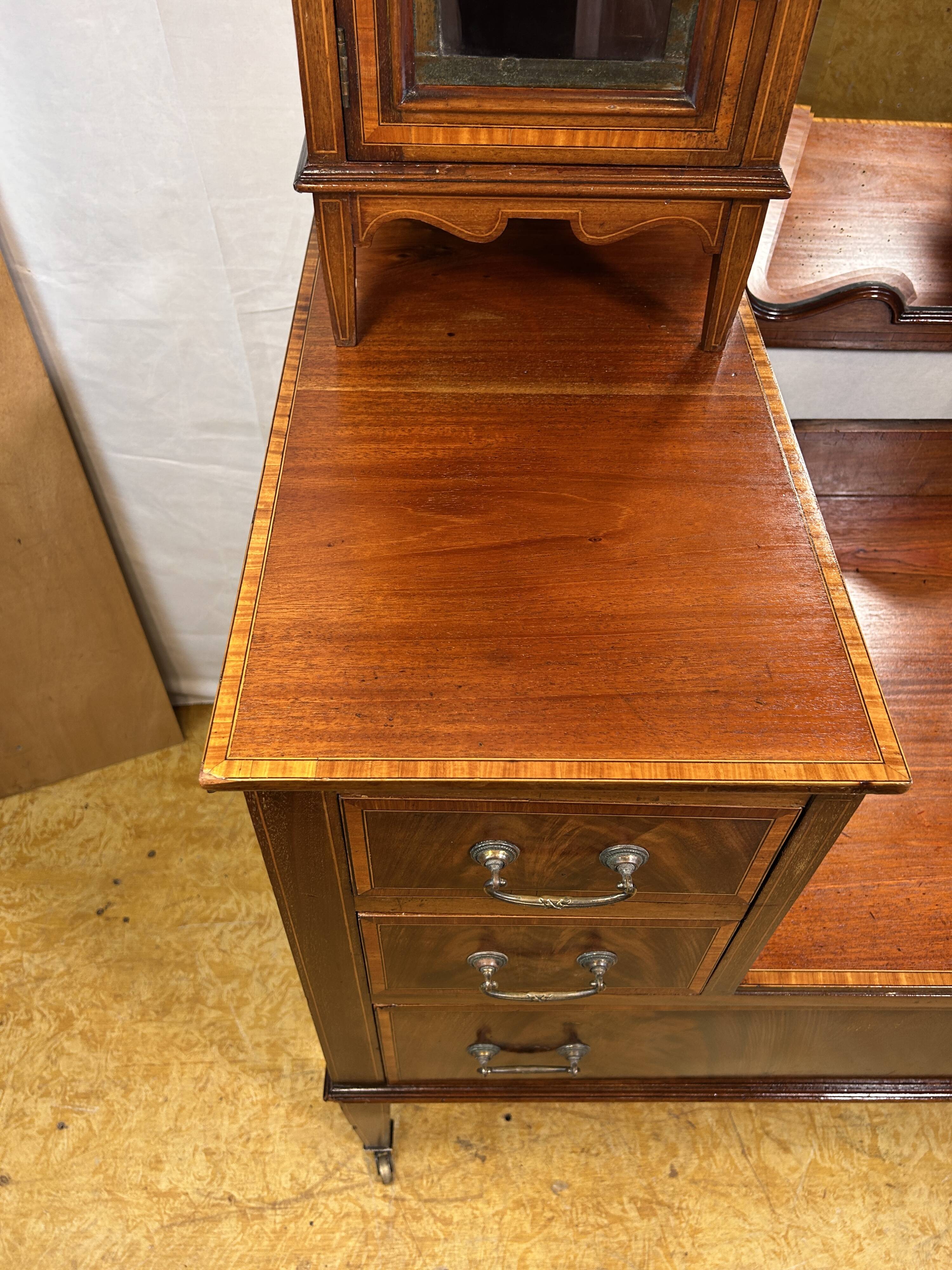 Edwardian Vintage Inlaid Console Hall Table / Dressing Table – 1900–1910