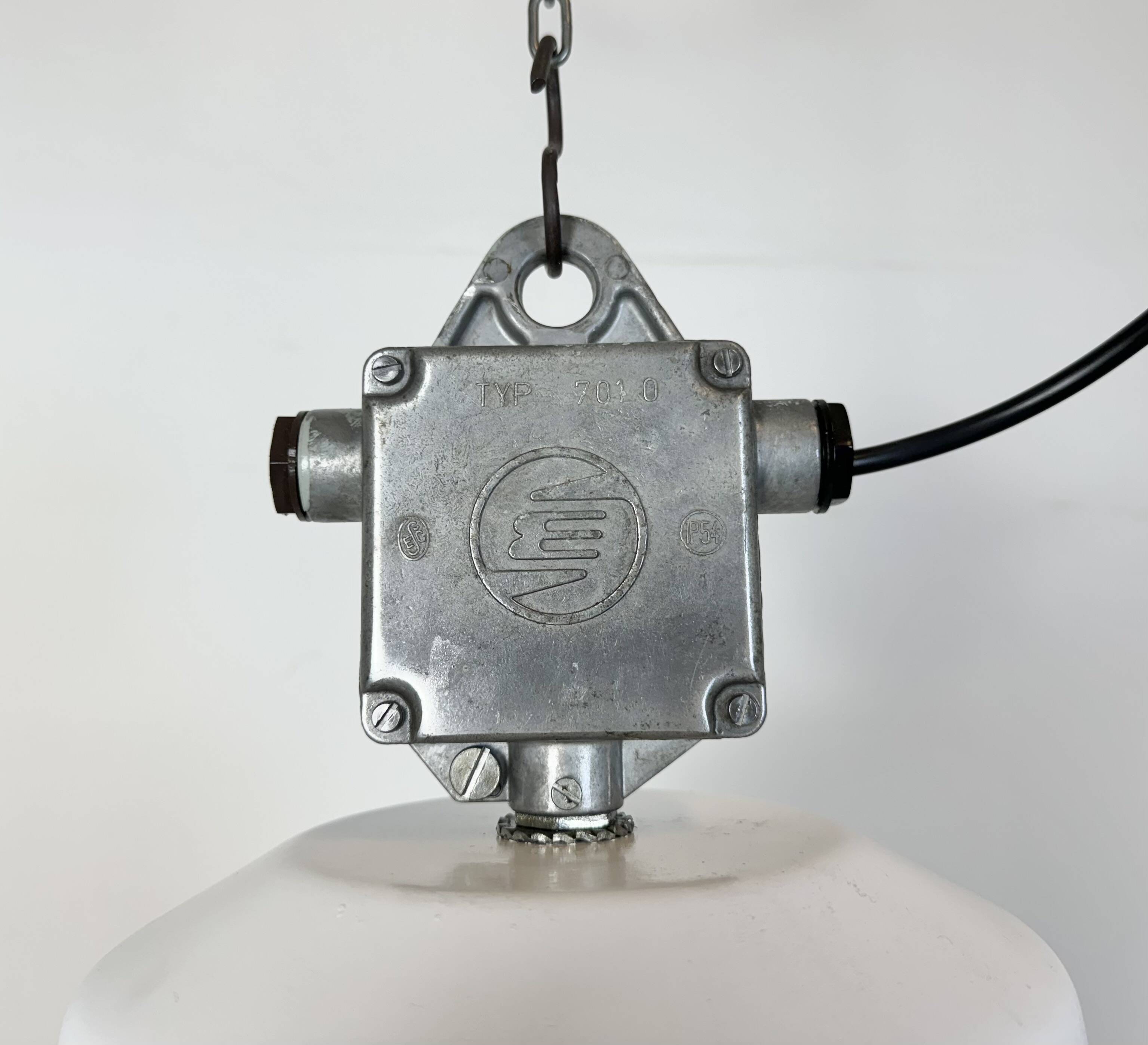 Large White Enamel Industrial Factory Lamp from Elektrosvit, 1990s