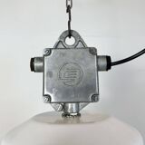 Large White Enamel Industrial Factory Lamp from Elektrosvit, 1990s