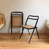 2 folding chairs Cidue metal wood and cannage