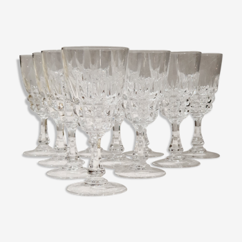 Set de 10 verre à pied vin blanc cristal d'arques Pompadour
