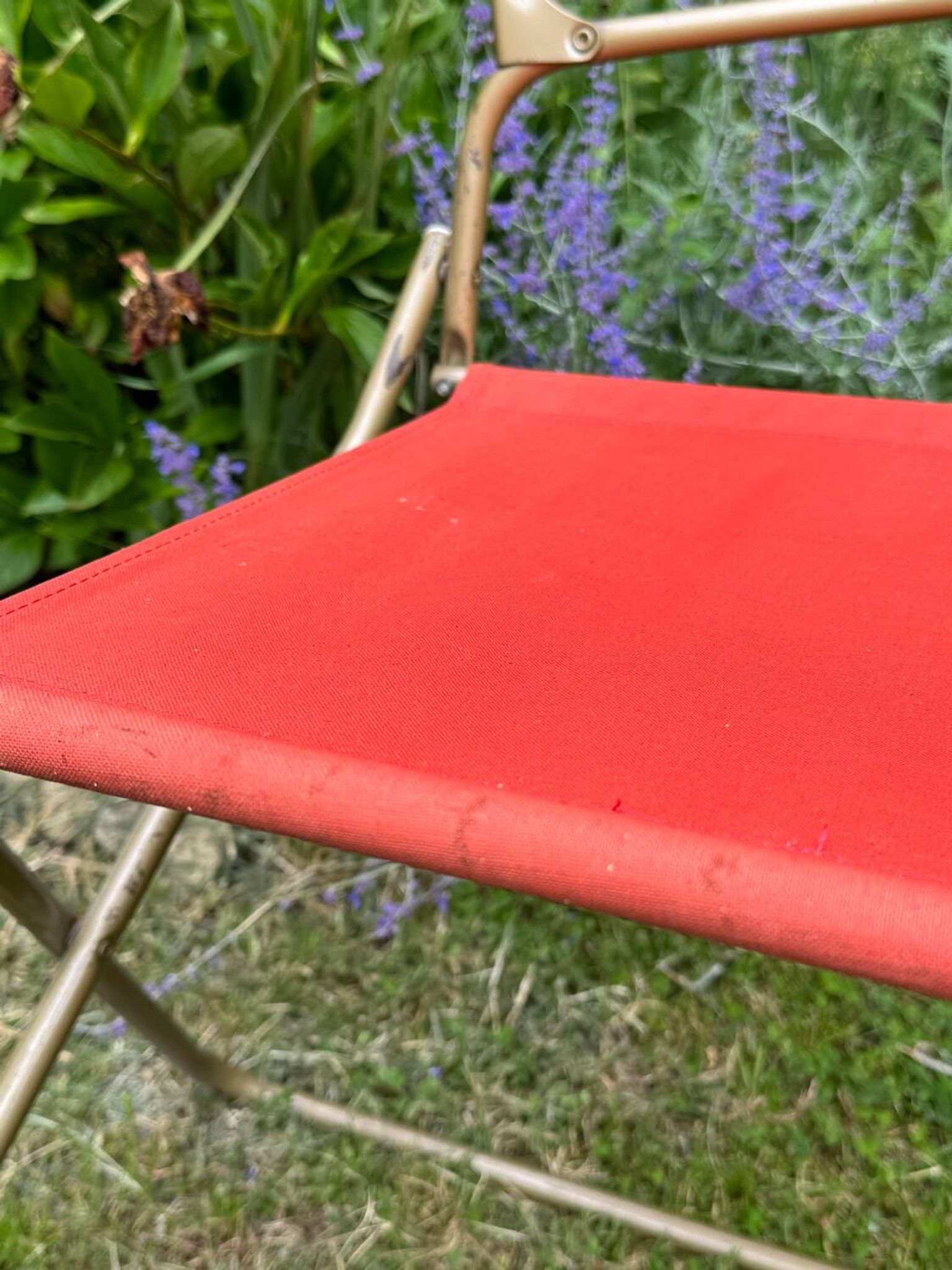 Fauteuil de camping pliant orange vintage