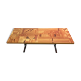 Table basse moderne du milieu du siècle sur la base chromée années 1960