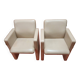 SUPERBE PAIRE DE FAUTEUILS EN CUIR POLTRONA FRAU MODELE THF COULEUR CREME