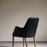 Fauteuil Danemark Moderne par Nanna Ditzel en chêne et cuir patiné, années 1950