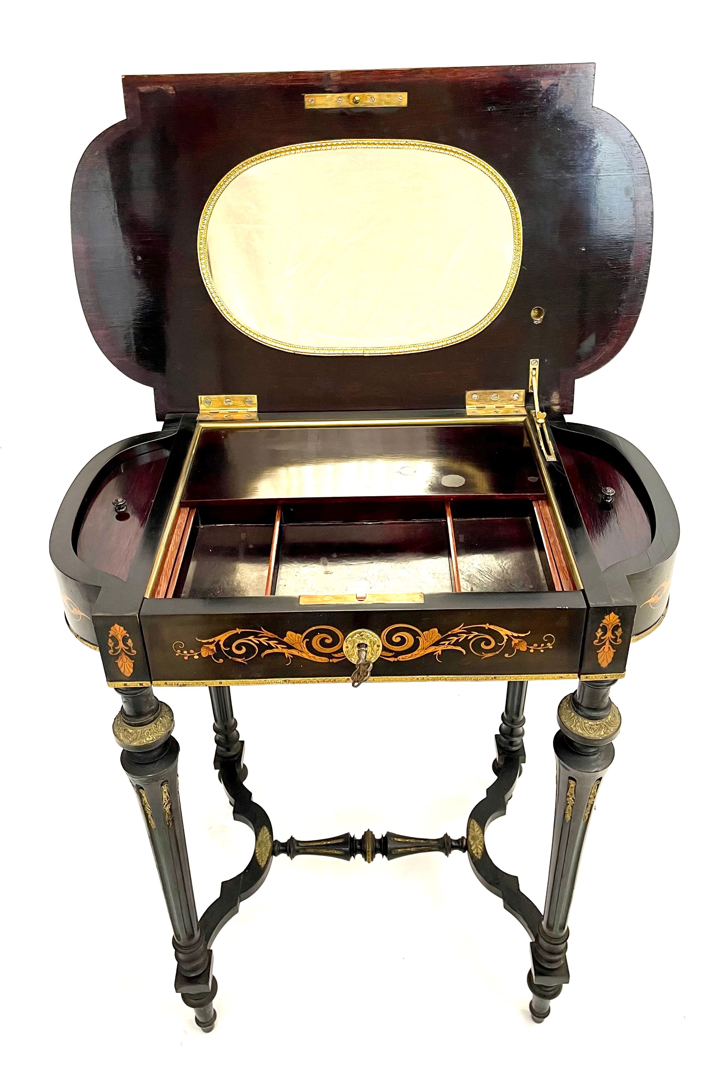 Napoleon III side table or work table with marquetry