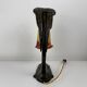 Bronze eagle lamp patinated and Art Nouveau style glass pate