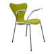 Bright green vintage chair with armrests, Fritz Hansen Series 7