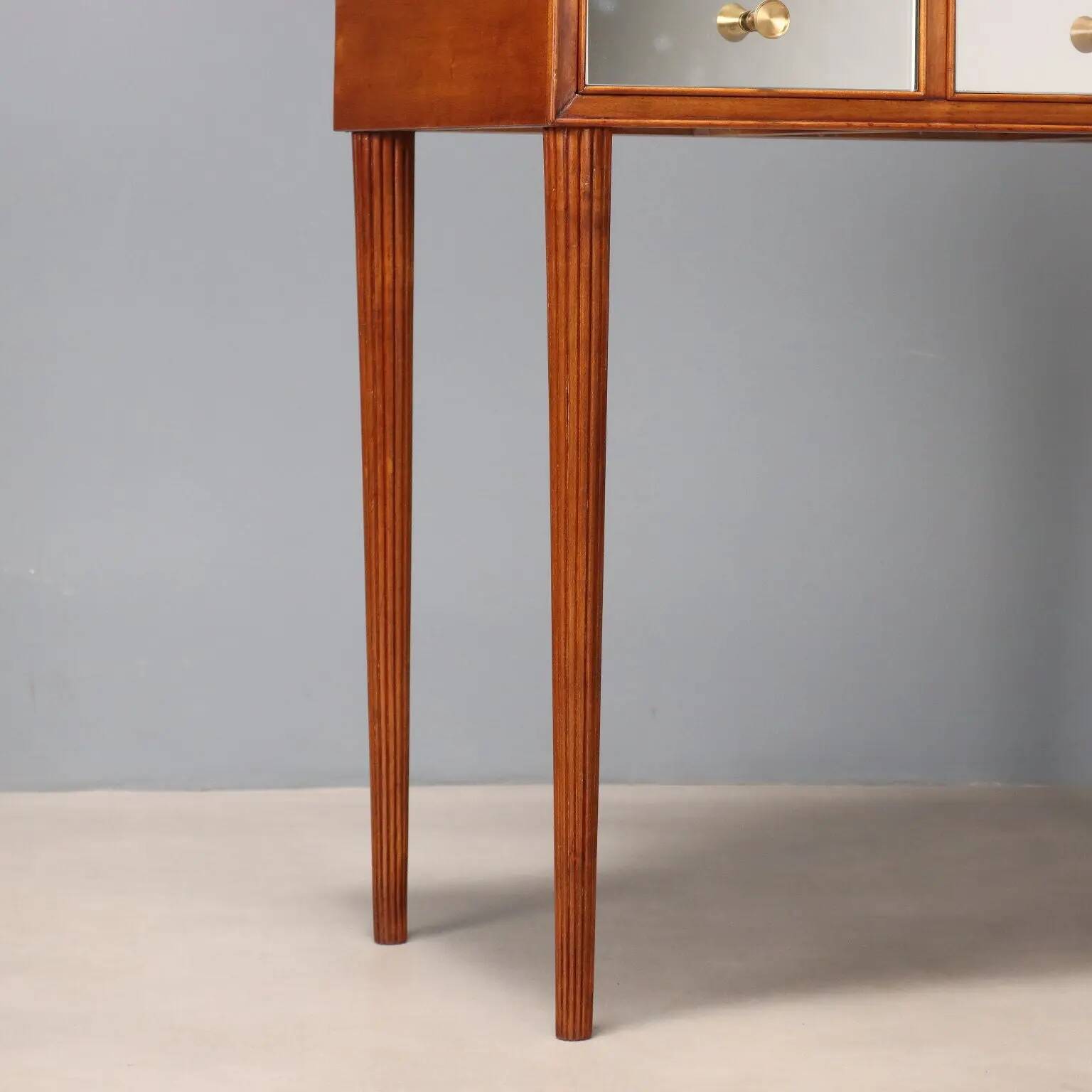 Coiffeuse vintage en acajou teinté avec miroir, Italie, XXe siècle