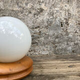 Lamp wood base turned opaline