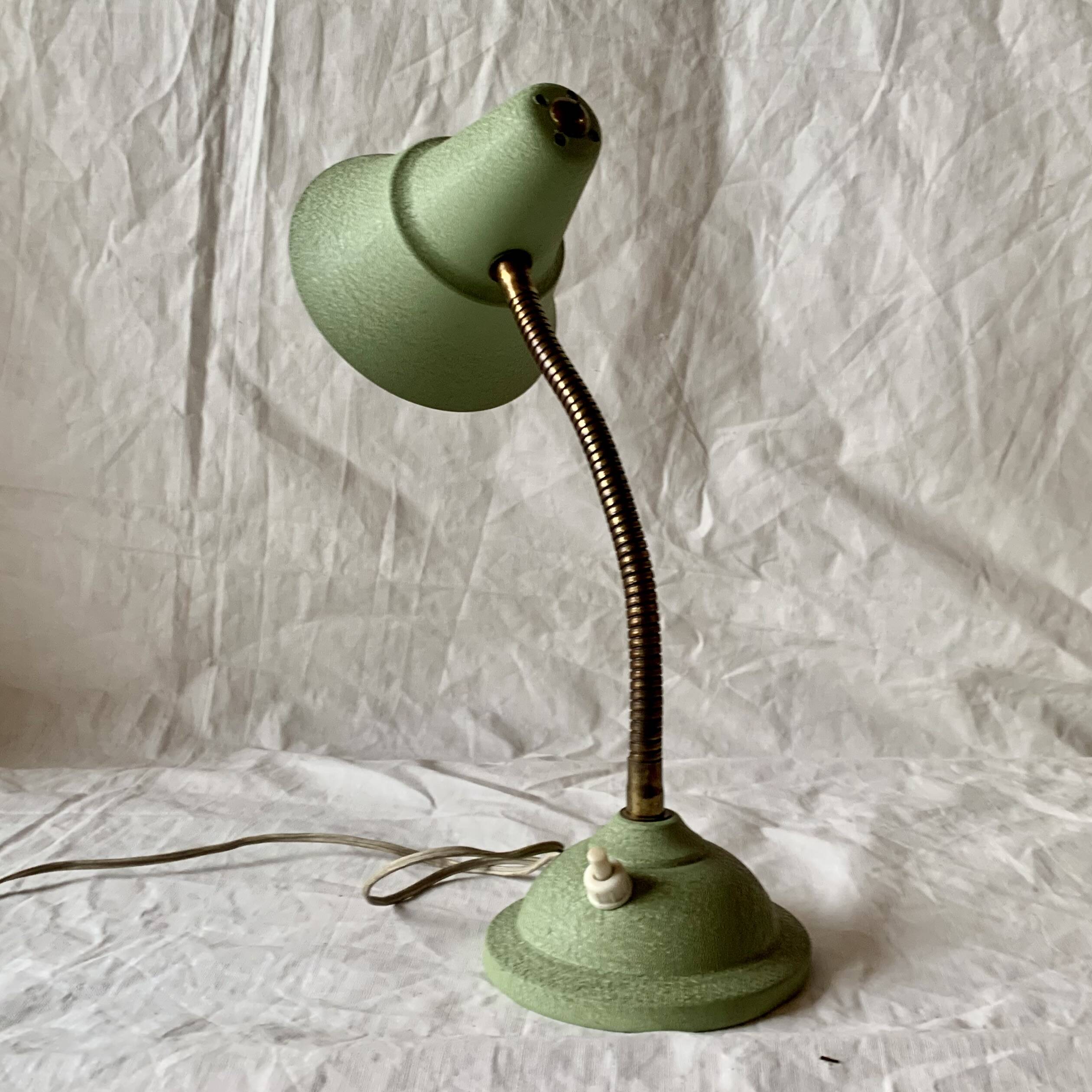 Metal and brass cocotte desk lamp - 1950