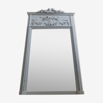 Mirror patinated green of gray Louis XVI style XIXth