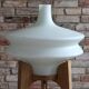 Space Age floor lamp in white glass and wood, 1960s