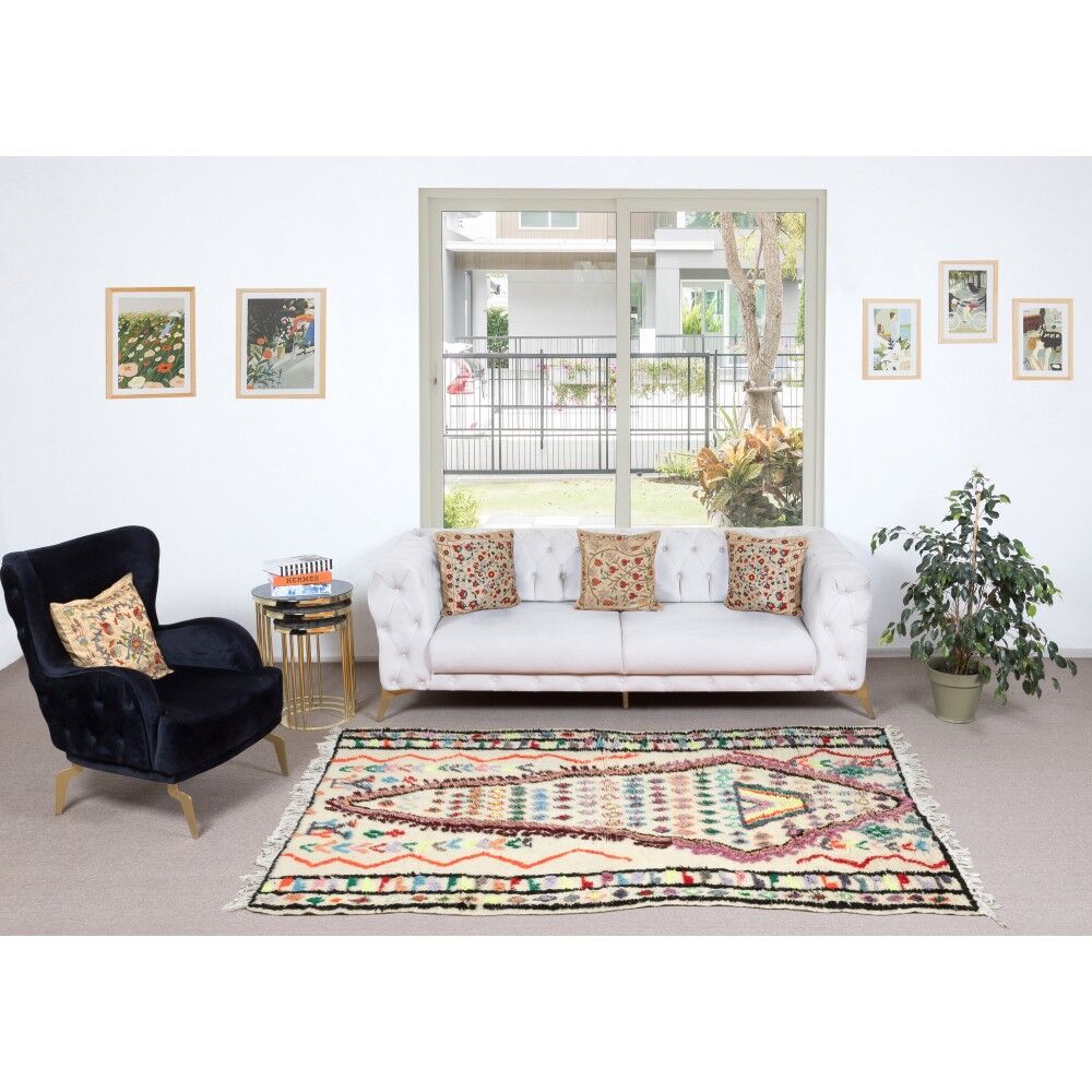 Tapis Tulu turc vintage unique, 100 % laine, noué à la main.