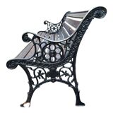 Black 60's cast iron and wood bench