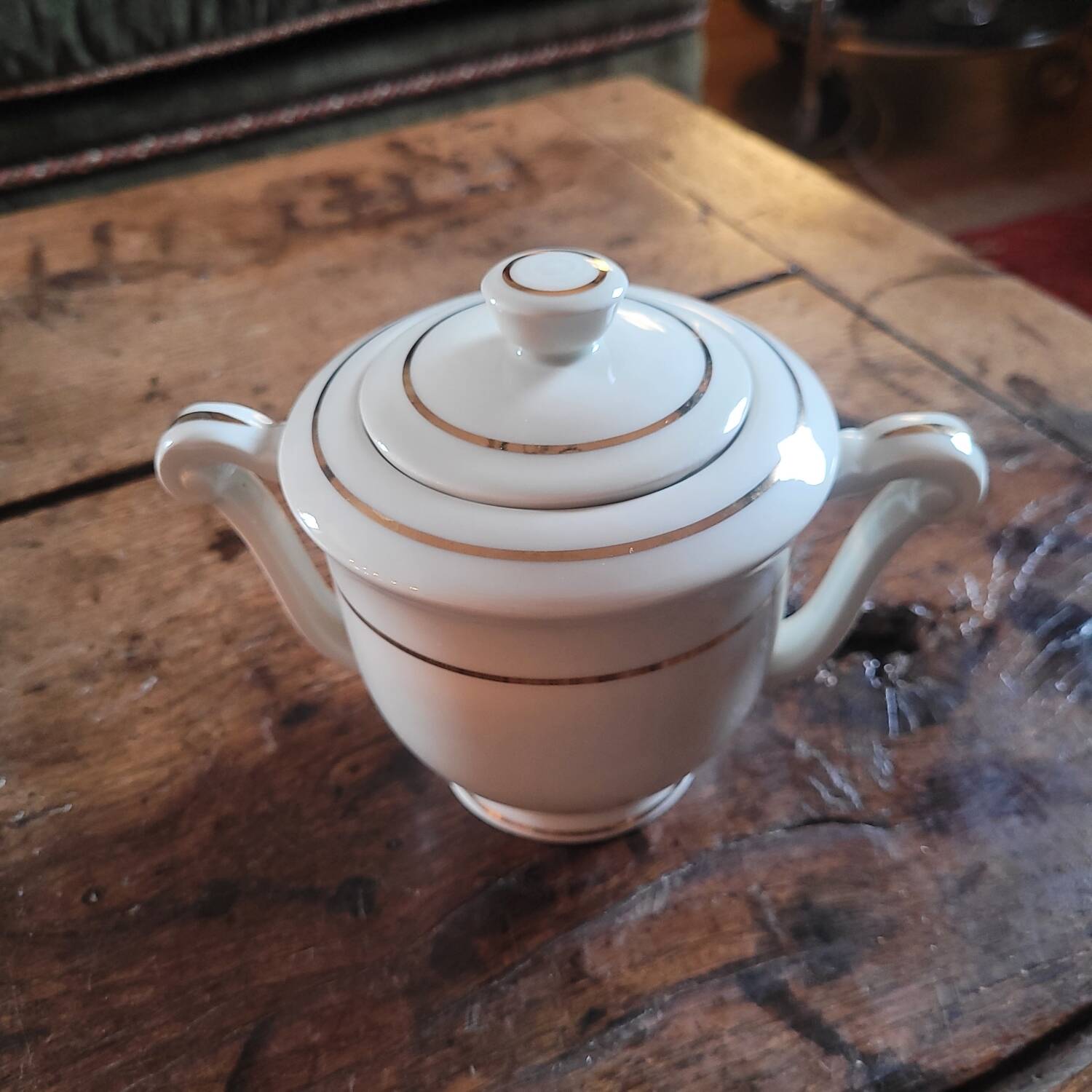 Limoges porcelain sugar bowl – gold decoration – 1950s