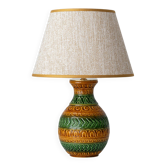 Bitossi Style Table Lamp, Ochre Green Ceramic, Earth Tones, 1960s-1970s