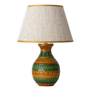 Bitossi Style Table Lamp, Ochre Green Ceramic, Earth Tones, 1960s-1970s