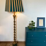 Vintage floor lamp, maximalist style, striped lampshade