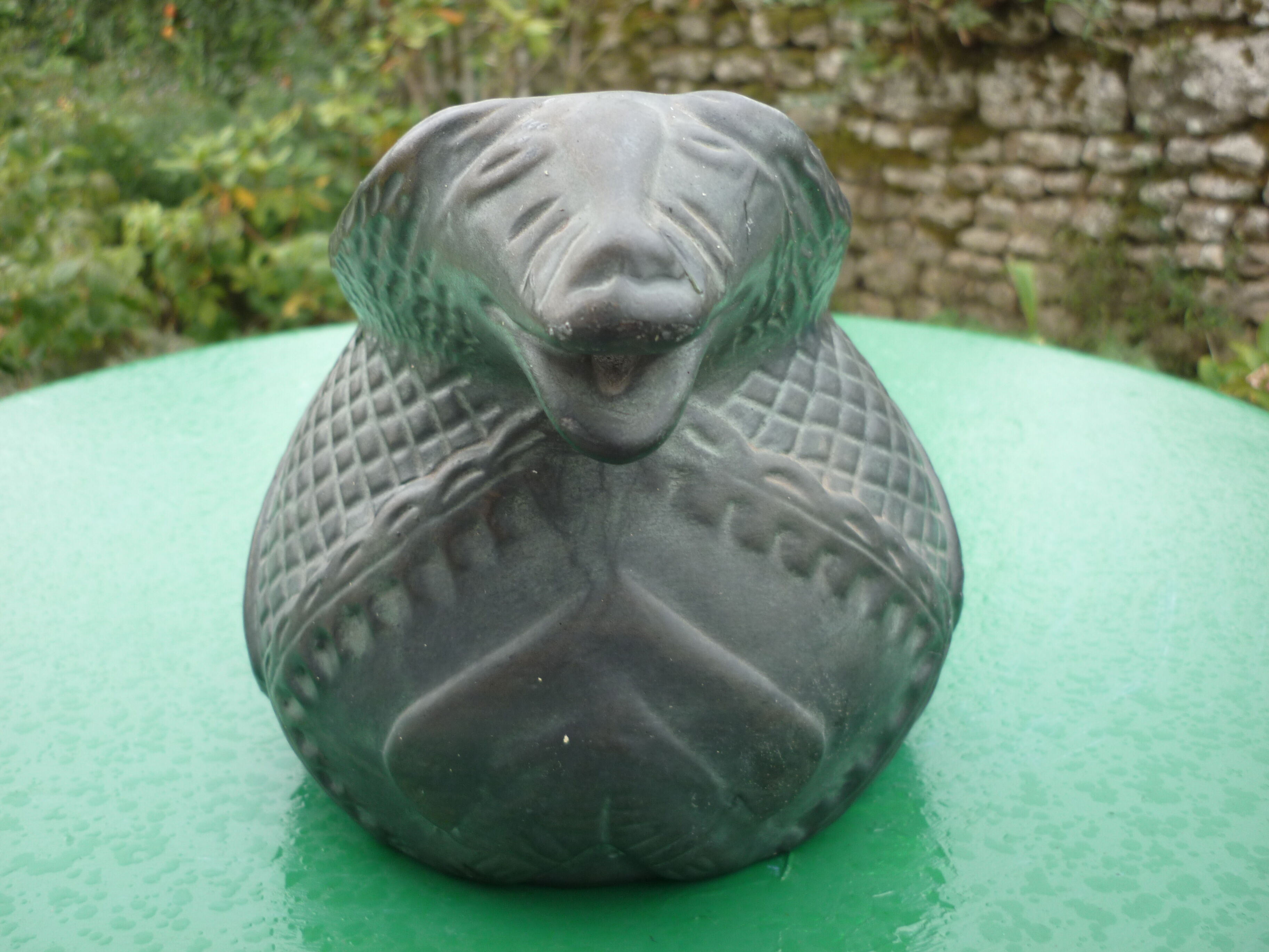 Zoomorphic painted plaster or stoneware pitcher