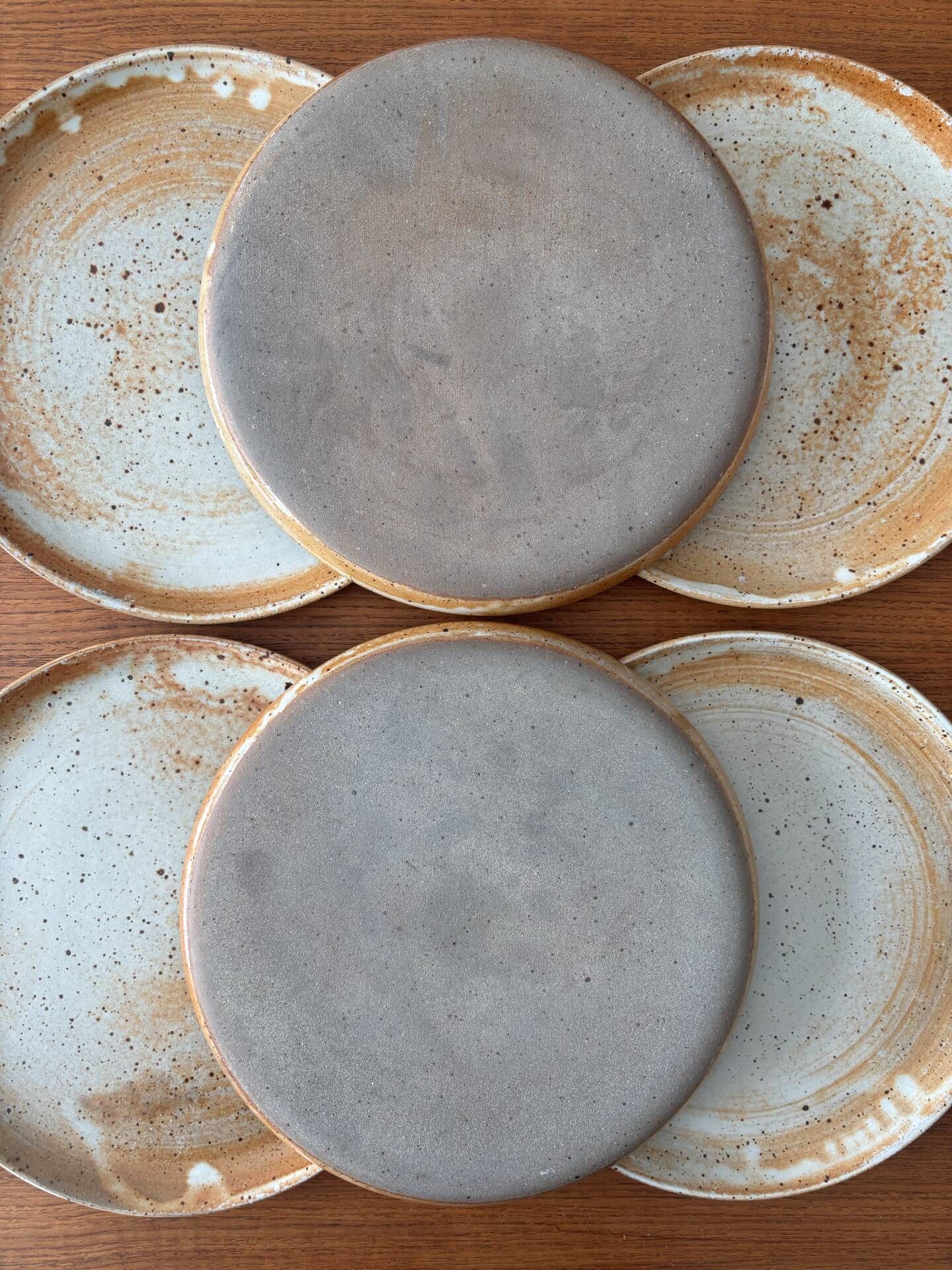 Lot de 6 assiettes en grès vintage - assiettes de présentation grès ém