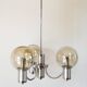 Three-branched chandelier, in chrome and smoked glass globes, Design, 1970