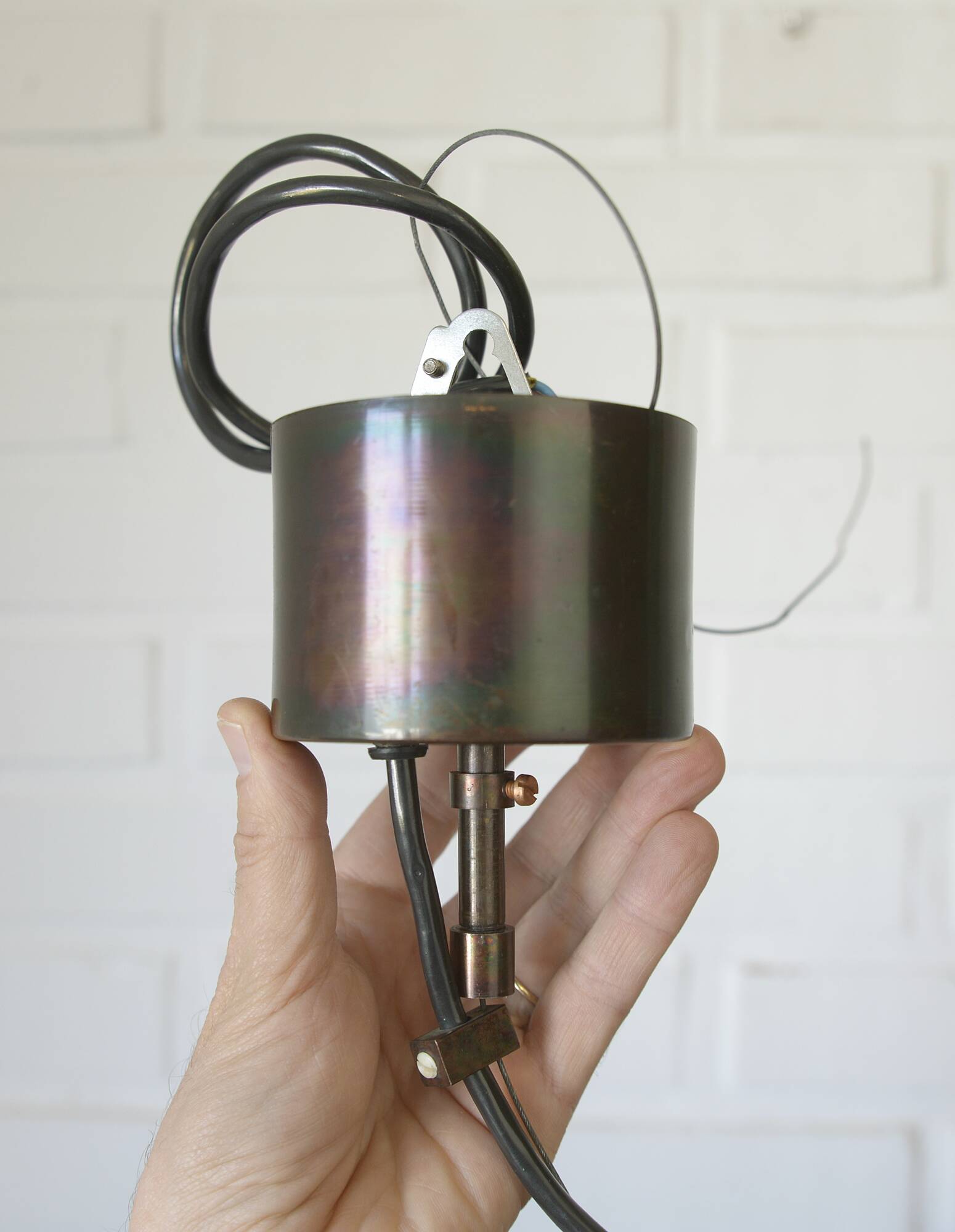 Vintage Brutalist Light X Large Glass Pendant Lamp Mid Century Modern 1980