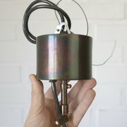 Vintage Brutalist Light X Large Glass Pendant Lamp Mid Century Modern 1980