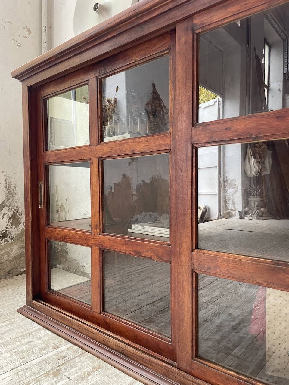 Enfilade portes coulissantes vitrées acajou