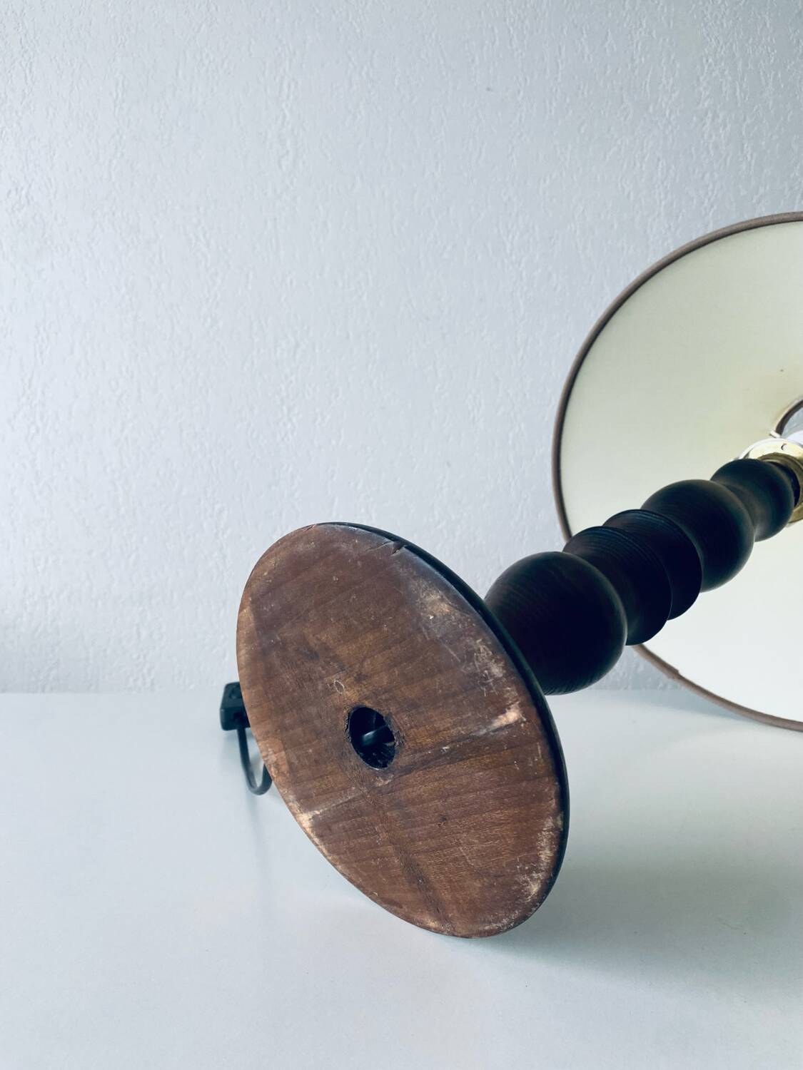 Turned wooden chalet lamp