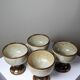 Set of 4 vintage glazed stoneware cider bowls/ice cream cups with stems.