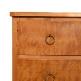 Scandinavian 1950s birch chest of drawers with brass handles