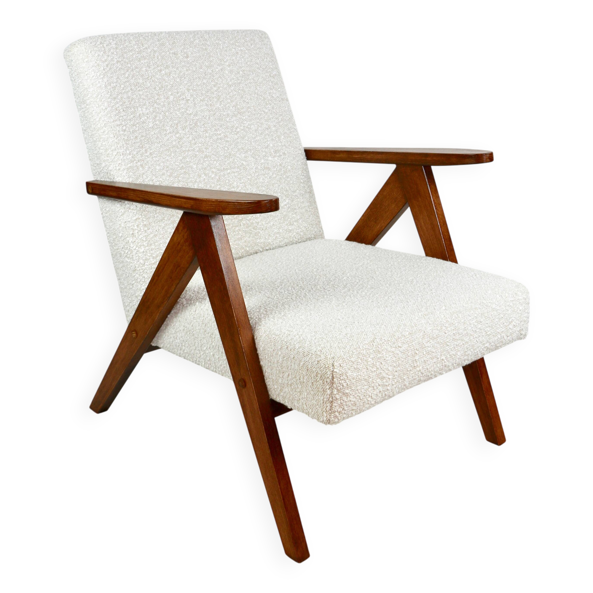 Vintage B-310 VAR white structured bouclé armchair 1970s - 2 pieces available