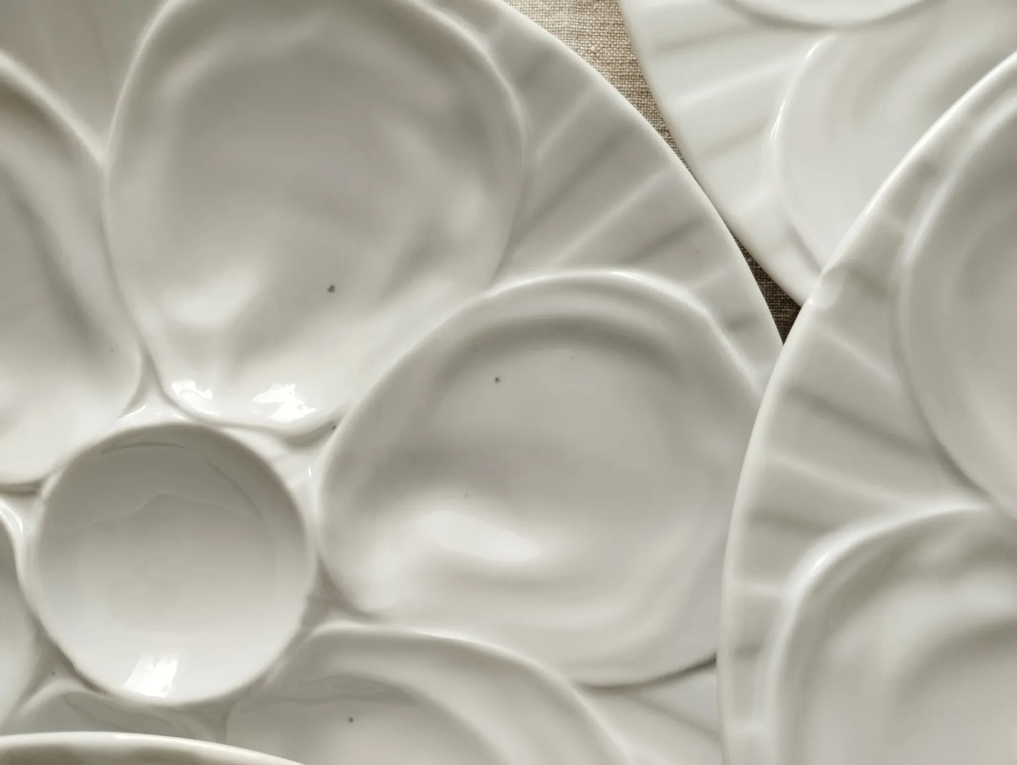 Set of 6 oyster plates in porcelain by Pillivuyt.