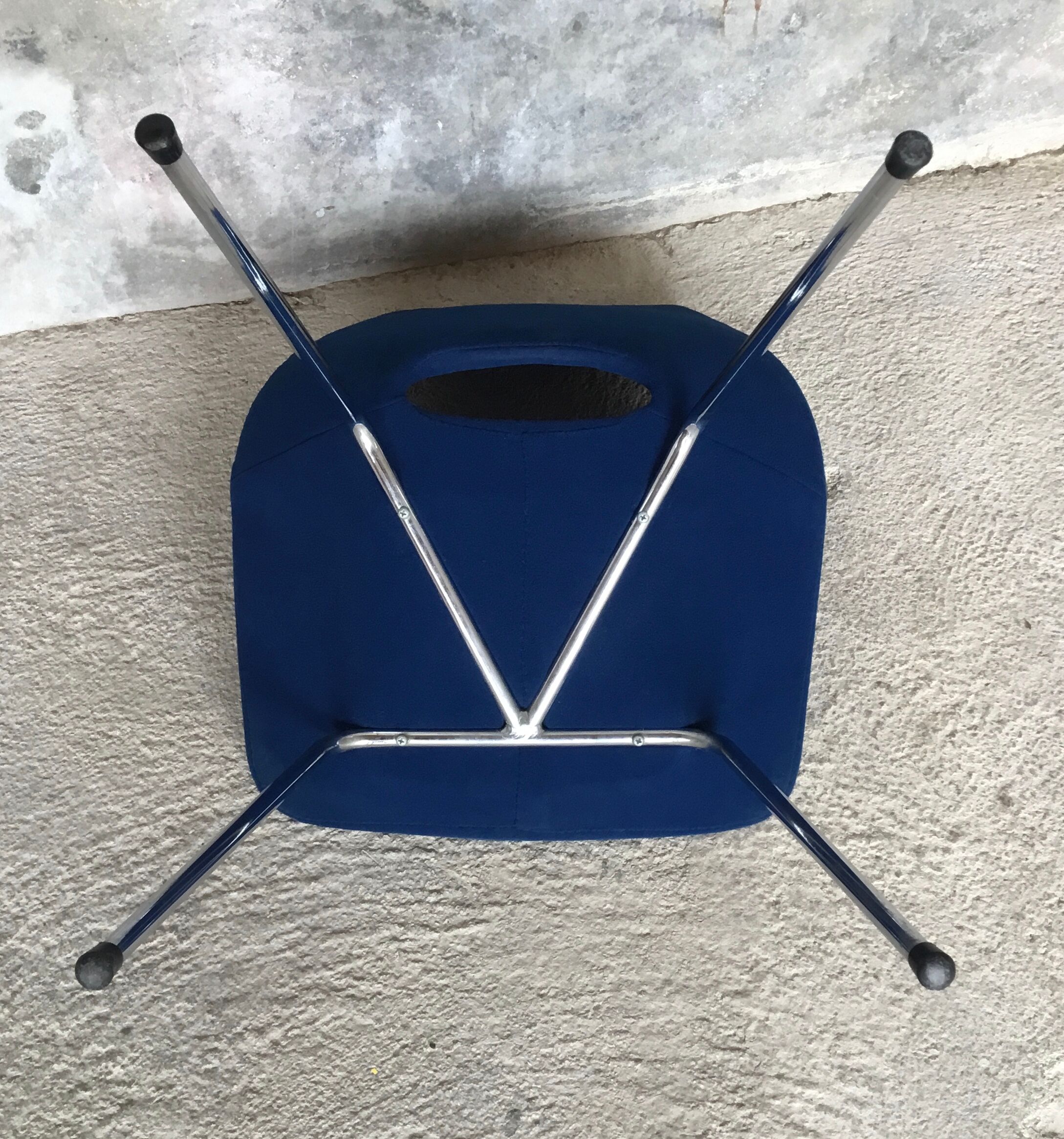 Barrel chair by Pierre Guariche - stainless steel base