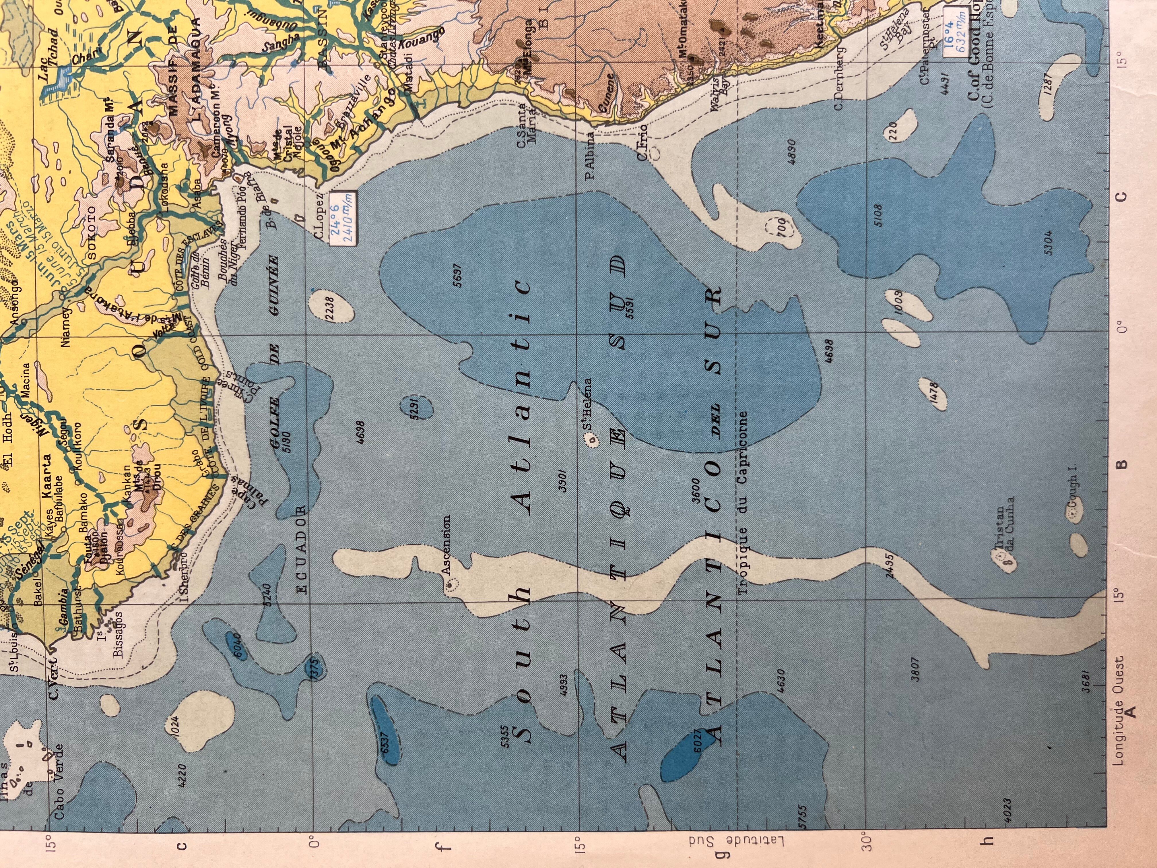 Old physical map — Ancient Continent | Europe, Africa, Asia & O