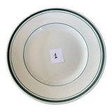 7 assiettes plates liserés vert sapin Moulin des loups