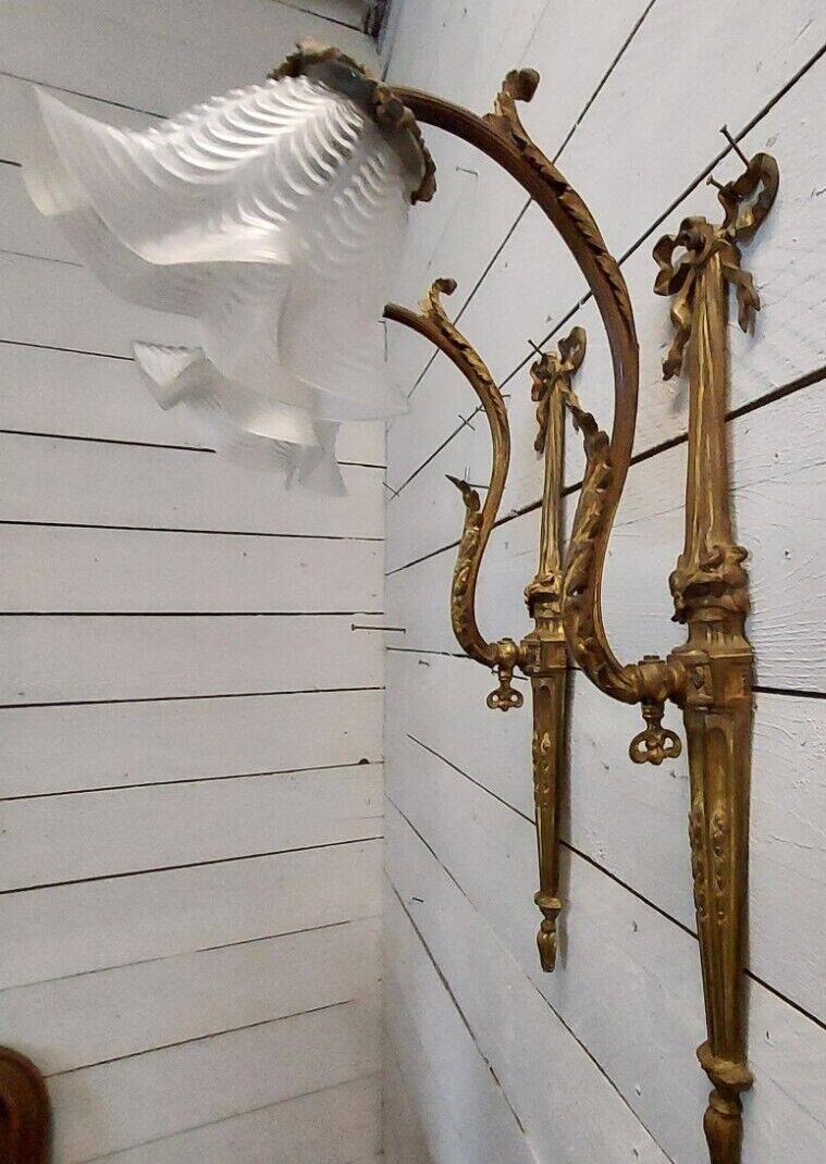 Louis xvi style wall lights in bronze (pair)